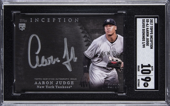 2017 Topps Inception Silver Signings #SS-AJ Aaron Judge Signed Rookie Card (#01/99) - SGC MT+ 9.5/ SGC 10